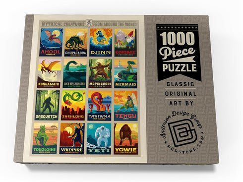 MyPuzzle Mythical Creatures from Around The World - Vintage Poster - Premium 1000 Piece Jigsaw Puzzle for Adults