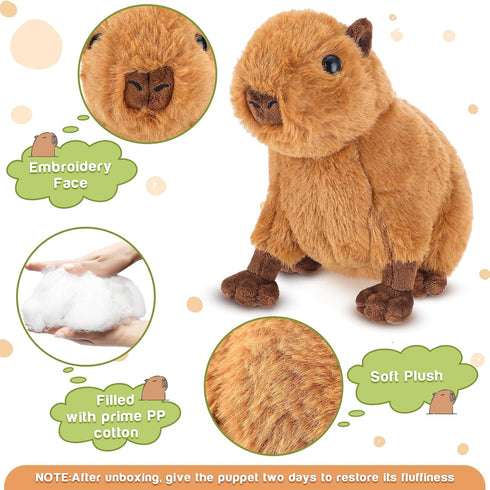 6 Pcs Capybara Stuffed Animal 7.48 Inches Plushie, Cute Soft Capybara Plush Toys for Animal Themed Parties
