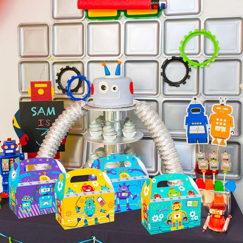 12 LaVenty PCS Robot Birthday Party Favors Boxes Robot Birthday Party Supplies Robot Birthday Party Favors Bags Robot