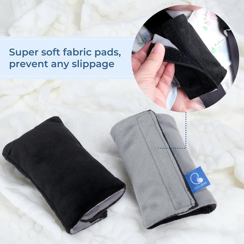 COOLBEBE Car Seat Straps Shoulder Pads for Baby Kids, Soft Seat Belt Covers for All Car Seats (Black/Grey)