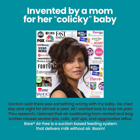 8oz 2 Bare Air-Free Twin + Nipples by Bittylab. Perfe-Latch (breastfed Babies) & Easy-Latch (Babies fed with Baby