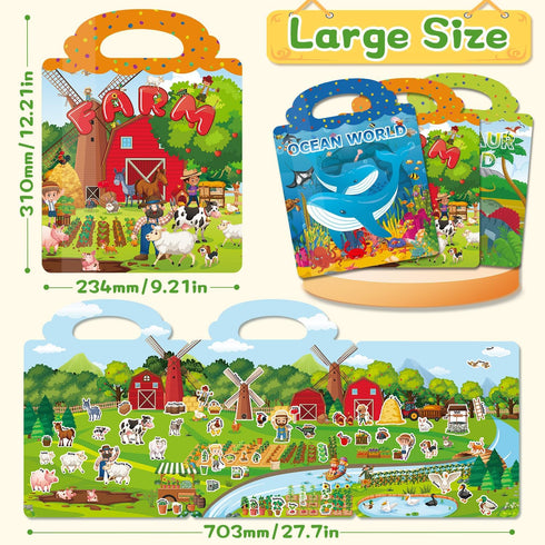 3-6, Reusable Jelly Sticker Books, Sticker Books for Toddlers, Stickers for Kids, Travel Toys for Children Toddler
