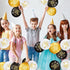 45 Pieces 12 Inch Happy Birthday Balloons, Black Gold White Latex Balloons for Birthday Anniversary Party Decoration