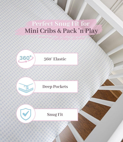 Pack 24x38 27x39 100% Mini Crib Sheet for n Play & Peruvian Pima Cotton Softer Than Muslin Breathable & Hypoallergenic