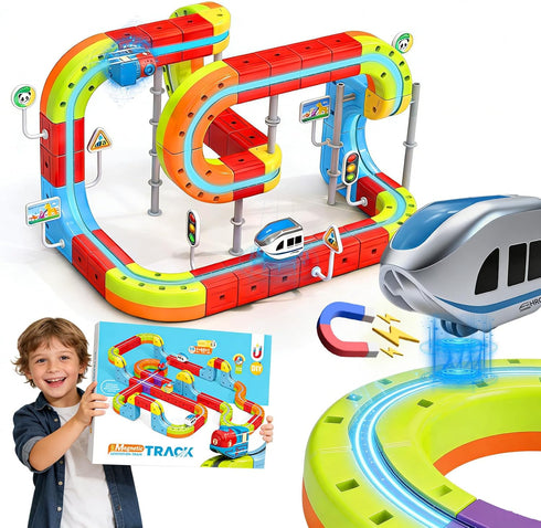 HEXIMANX 3D Infinity Cube Track Magnetic Electric Train Set for Kids 4 6