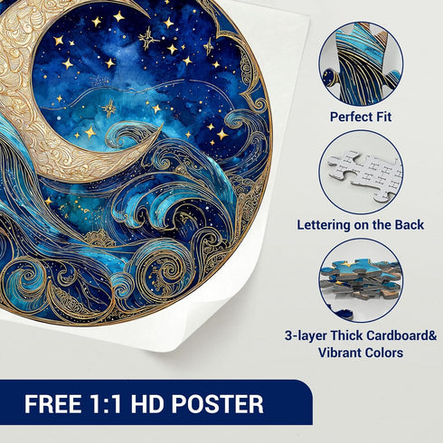 1000 Piece Puzzle for Adults - Waves Stars and Moon Jigsaw Puzzles - Impossible Hard Difficult Challenging Jigsaw