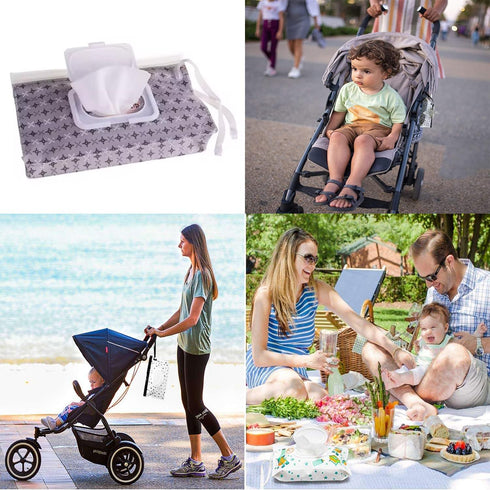 iHMeiju 4pcs Baby Wipe Dispenser, Portable Refillable Baby Wipes Container for Diaper, Wipe Dispenser for Travel