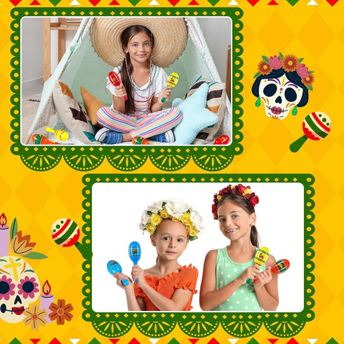 Hungdao Wooden Maracas for Boys and Girls, 12 Pcs Mini Noisemakers for Cinco De Mayo Fiesta Party Favors Supplies