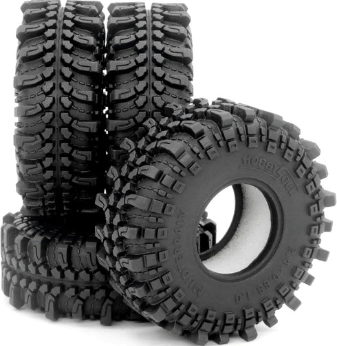 HOBBYSOUL 1.0 Mud Tires, 61 * 22.4mm Super Soft Sticky Crawler Tires for RC 1/18 TRX4M 1/24 AX24 SCX24