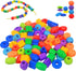 Plastic Lacing Beads for Kids (70 pcs) - Fun Shapes, Long String, Brilliant Colors, Educational Fine Motor Toys