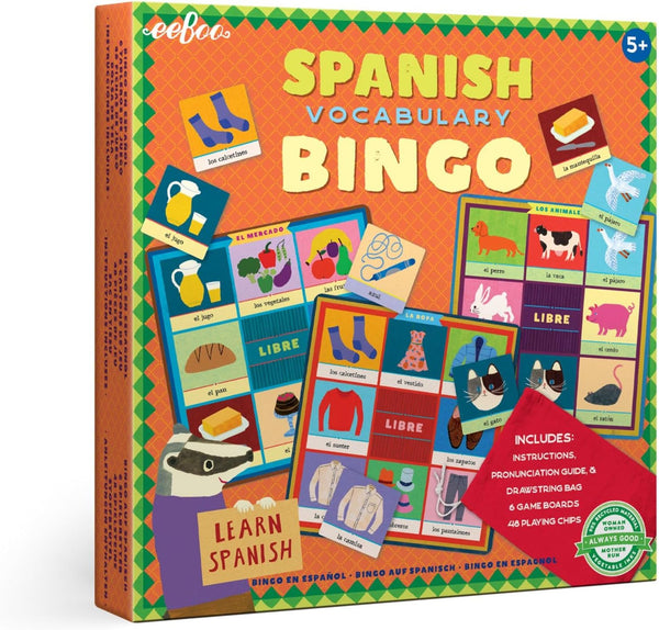 eeBoo Spanish Bingo Vocabulary Game – Educational Game for Ages 5 and Up