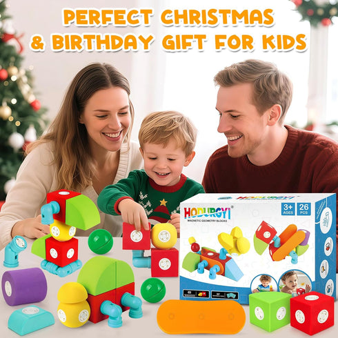 26 3 4 5 6+ Hodurgyi PCS Magnetic Foam Blocks, STEM Preschool Toys for Children, Magnetic Building Blocks for Toddlers