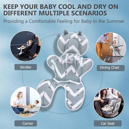 Baby Stroller Seat Liner Pad for Summer, 3D Mesh Breathable Infant Insert Cover, Cushion Pad for Stroller Seats (Wave