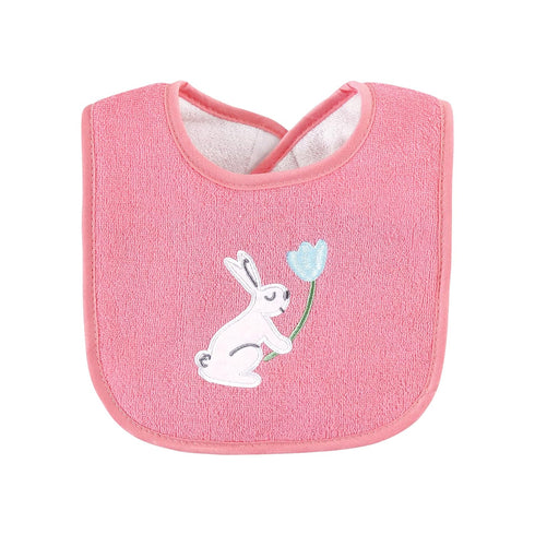 Hudson Baby Unisex Cotton Terry Drooler Bibs - Bunny Design, One Size