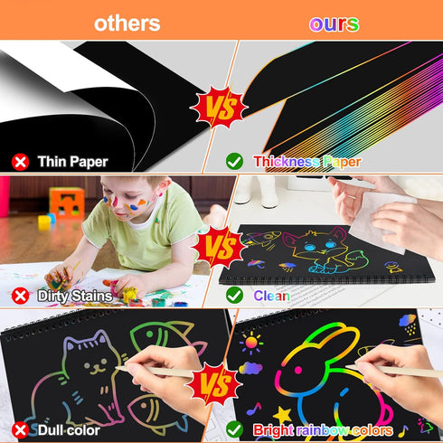 Cvvdycago 3-12 2 Pack Scratch Paper Art Crafts: Back to School Classroom Teacher Supplies Stocking Stuffers for Kids