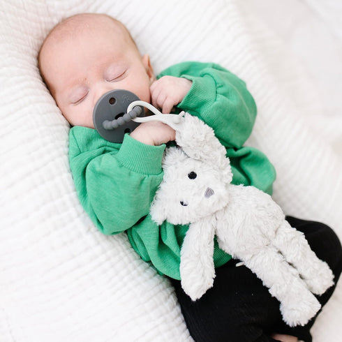Grey Cutie Cuddle Animal Pacifier Holder by Ryan & Rose
