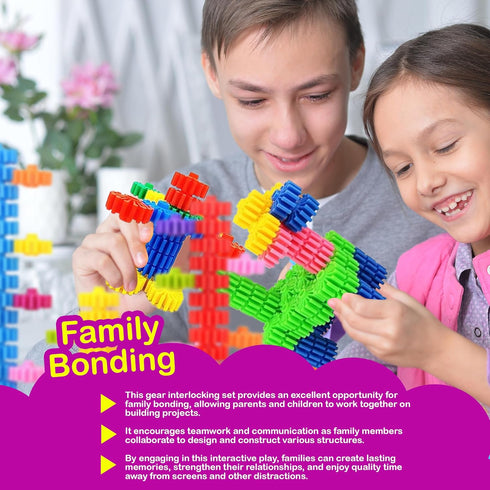 STEM Building Blocks Toys for Kids, Educational Gear Interlocking Construction Playset for Creativity