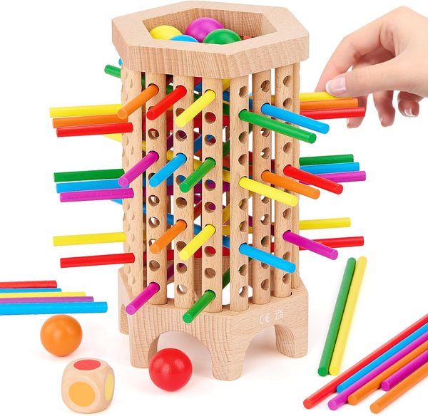 Centtechi Montessori Game Wooden Board Games for Kids 4-6-8, 36 Colorful Stick Math