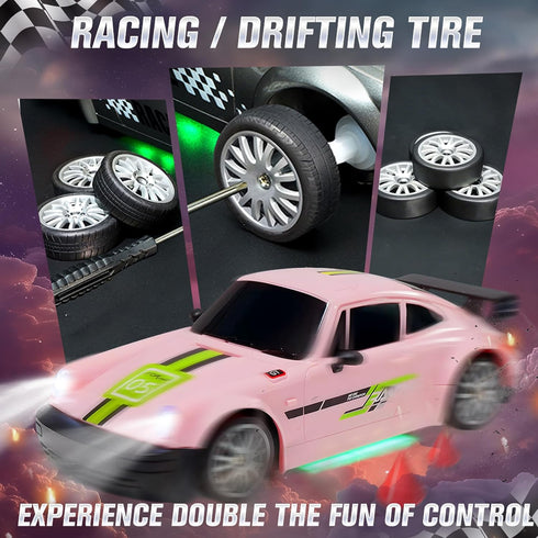 1:20 2.4G 20+KM/H, 50-Minute 2pcs SANCO RC Drift Car - Drifting Car with Dual Tire System & LED Lights, Playtime