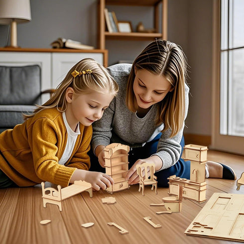 1/12 3D Large,28 BOHS Wooden Dolls House Furniture Scale - Puzzles for Miniature Dollhouse Furniture Accessories - PCS