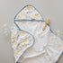 5-Piece 100% Set Featherhead Cotton Muslin Hooded Bath Towel & Washcloths for Baby Boy - Ultra Soft and Extra Absorbent