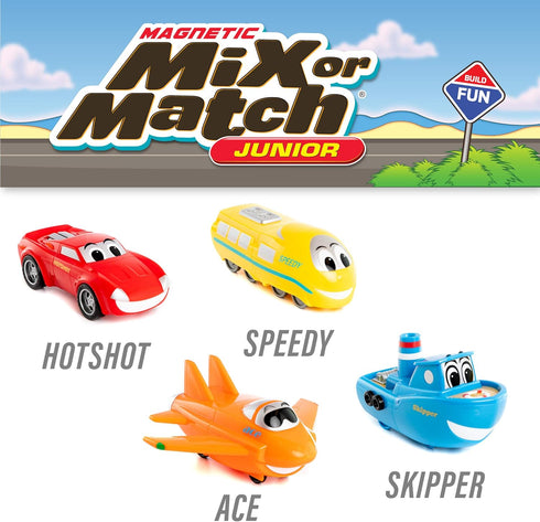 Mix or Match Vehicles Junior, 8 Pieces Magnetic Toy Play Set