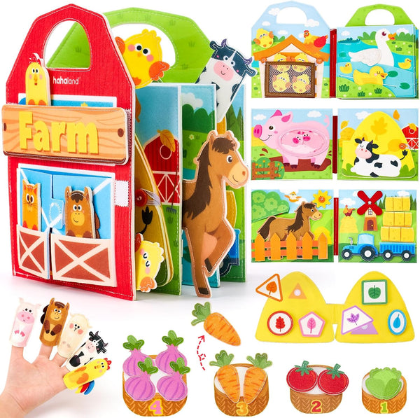 hahaland Busy Book for Toddlers 1-3 - Farm Animals Quiet Busy Board