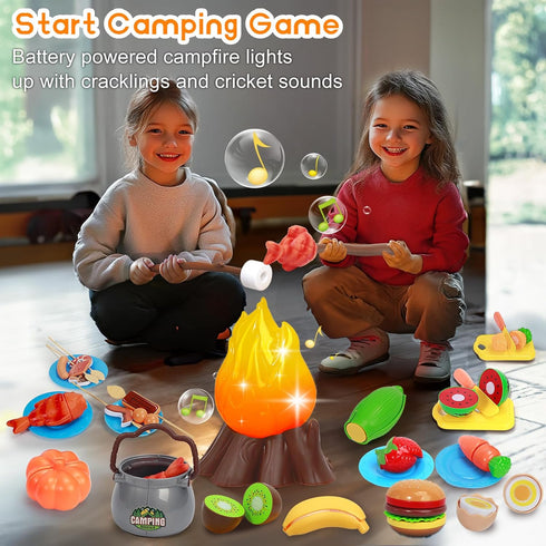 Set 3 4 5 6 Kids Camping Toys, Mitcien Camping Include Pretend Campfire Play Food Fruits & Vegetables Hamburger