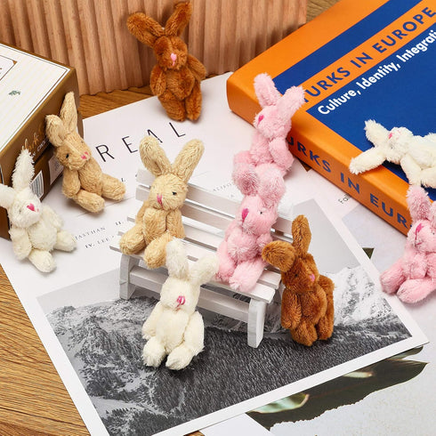 20 Pieces Easter Mini Plush Rabbit, Tiny Joint Bunny 2.4 Inch Soft Stuffed Animal Toys for Decorations and Party Favors