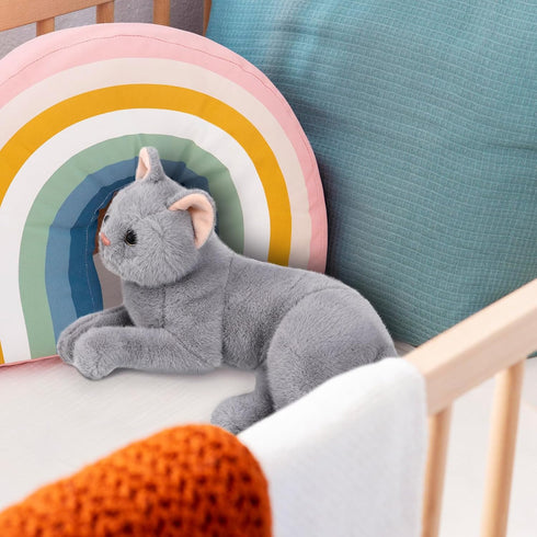 Gadpiparty Stuffed Cats Plush Cat Doll, Realistic Soft Plush Cat Toy for Adults, 12 Inch Grey Cat Stuffed Animal