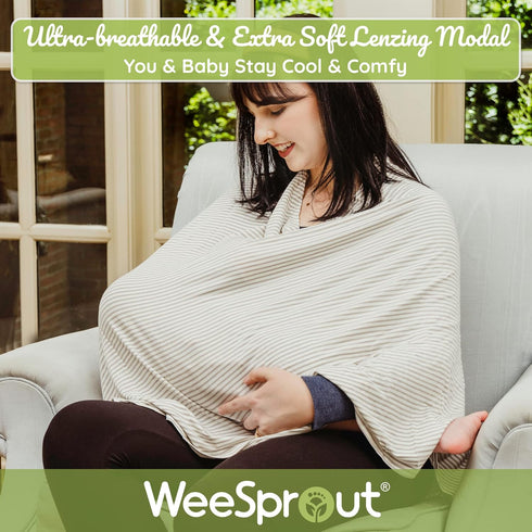 WeeSprout Nursing Cover for Breastfeeding, Soft & Breathable Poncho, Machine Washable Nursing Cover Up