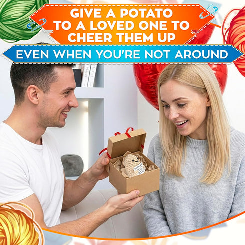 3.14" 2.36" Crochet Potato Potato Stuffed Animal x with Yarn Texture, Includes Mini Card for Encouragement Small Cute