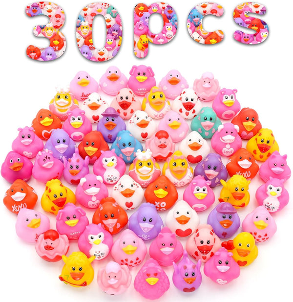 Diteryy 30 Pack Valentines Rubber Ducks-2.3 Inch Bulk Floater Ducks for Ducking Assortment