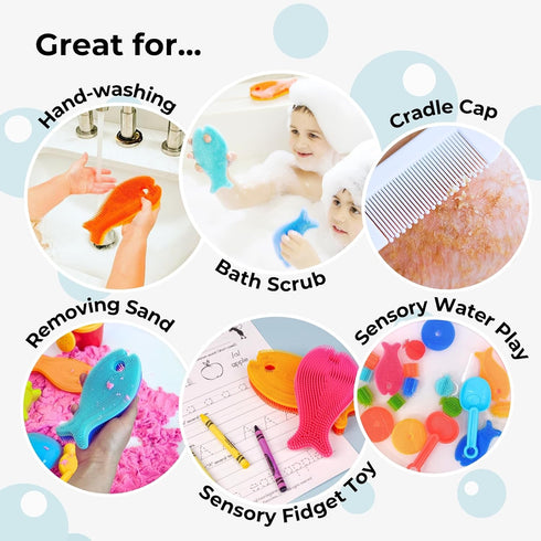 Innobaby Aqua Green Silicone Fish Bath Scrub - Sensory Fun for Babies