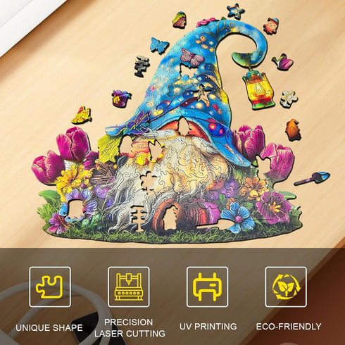 300 15*14.5in Wooden Puzzle for Adults, Dreamy Gnome Wooden Jigsaw Puzzle Piece, Unique Shape Wooden Puzzles Adults