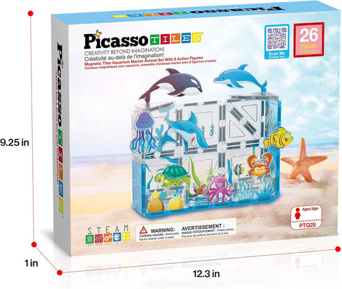 Set 8 3+ PTQ25 PicassoTiles Magnetic Tiles Magnet Tile Building Blocks Marine Animal World Themed with Ocean Character