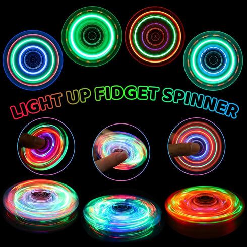 2 Pack, 4-8-12 Fidget Spinner Light up Sensory Fidget Toys Adults Kids with Autism ADHD, Kids Easter Basket Stuffers
