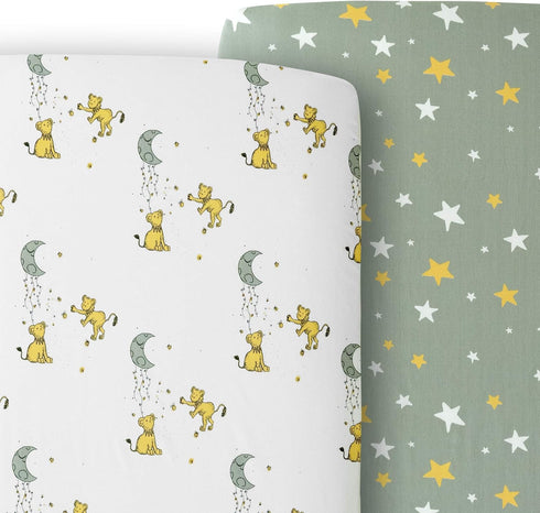 JumpOff Jo - 2 Pack Fitted Crib Sheet, Super Soft Breathable 100%