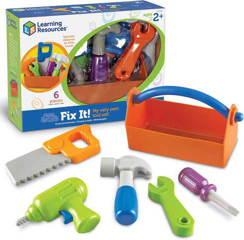 Learning Resources New Sprouts Fix It! | Fine Motor, Pretend Play Toy Tool Set | 6 Piece | Ages 2+