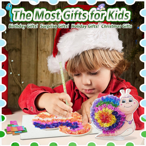 mom&myaboys 4-8 Poke A Dot Art Kit - Animals Theme with Snail, Lion, Owl, Squirrel, Butterfly | No-Mess Sewing Craft