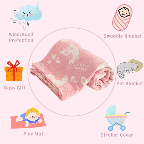 3 45"x60", NTBAY Layer Toddler Blanket, Muslin Cotton Jacquard Bed Blankets, Lightweight Thermal Baby Blanket, Super