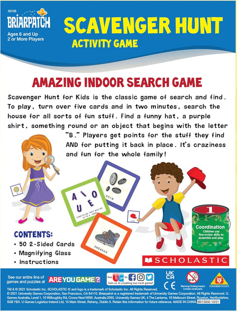 Briarpatch Scholastic Early Learning Scavenger Hunt, Family Friendly Board Game for Kindergarten and Preschool Kids