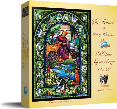 SUNSOUT INC St. Francis 1000 pc Jigsaw Puzzle by Randy Wollenmann - Finished Size 20" x 27"