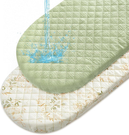 SheSeek Muslin Bassinet Sheets Waterproof Baby Bassinet Mattress Sheets 2 Pack Thickened Ultra