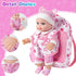 BDDOLL 12" Backpack, 3 Baby Doll in Gift Box with Pink Cloths, Feeding Bottle and Pacifier, First Baby Dolls