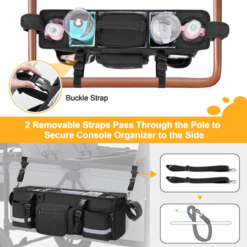 W4, GRAOSO Parent Console Stroller Organizer Compatible with WONDERFOLD with Four Insulated Cup Holders, a Removable