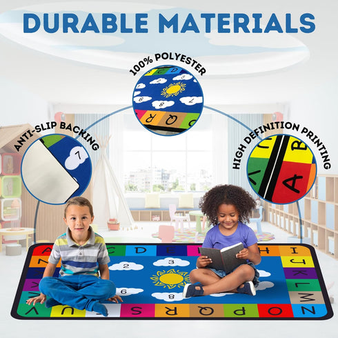 3'3"x4'11" Genki - Kids Rugs for Playroom - ABC Learning Area Rug for Play Room, Classroom, Kindergarten, and Preschool