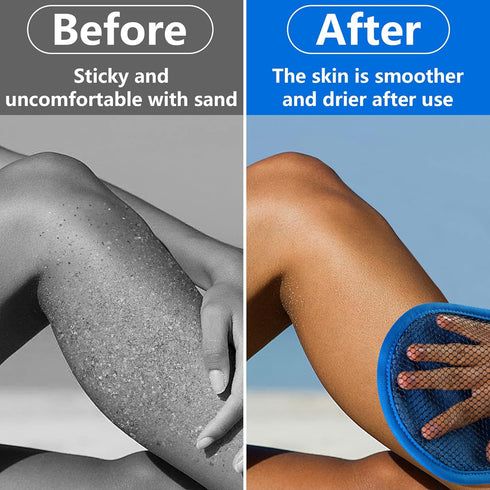 codree 2 Pcs Sand Remover for Beach- Soft Sand Wipe Off Mitts- Beach Sands Remover Cleaner Mitts Bag for Beaches