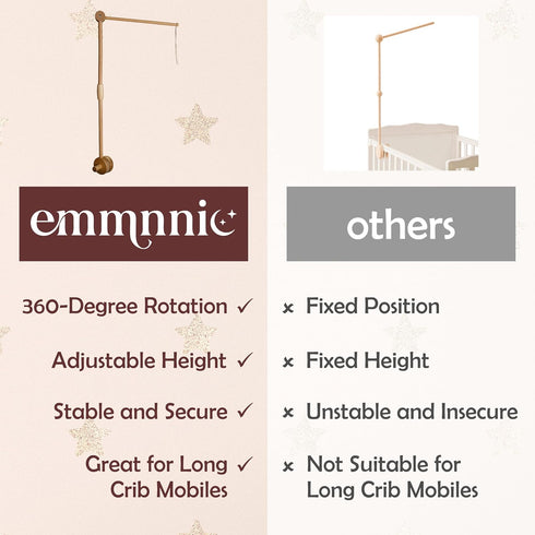 31 Inch Baby Crib Mobile Arm - Mobile Hanger for Baby Girl or Boy Nursery Crib Decor - Wooden Decoration Attachment
