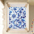 CZXW 52" 28" Blue White Floral Tile Crib Sheets Fitted x Natural Cotton Soft & Breathable for Baby Crib Mattress